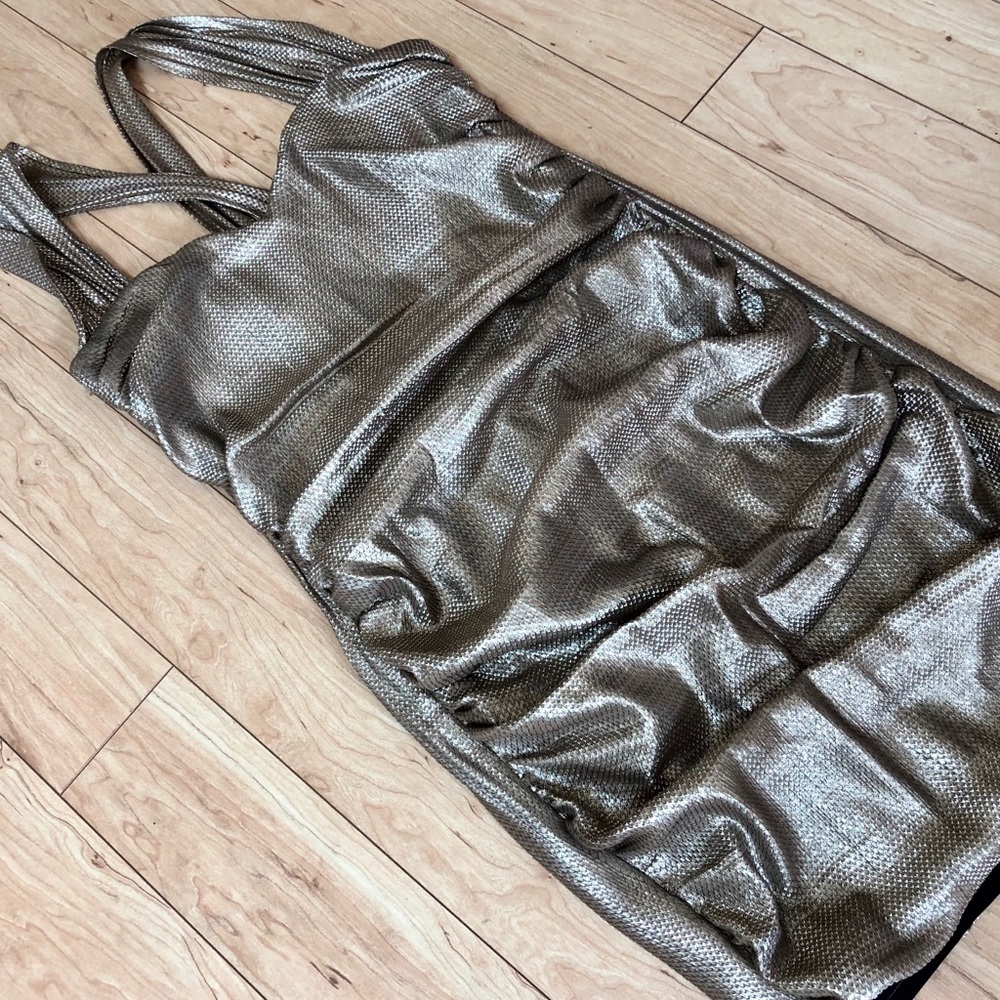 Custom Soft Gold Ruched Dress - Large. Cocktail Award Pin Up Elegant Evening